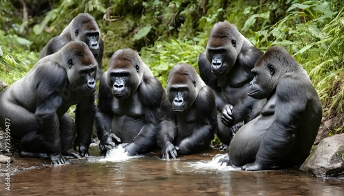 A Group Of Gorillas Enjoying A Refreshing Drink Fr 2