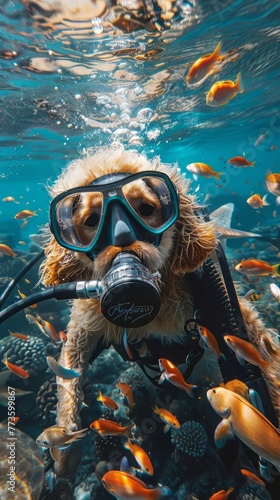 Dog Diving on Sea © Ariestia