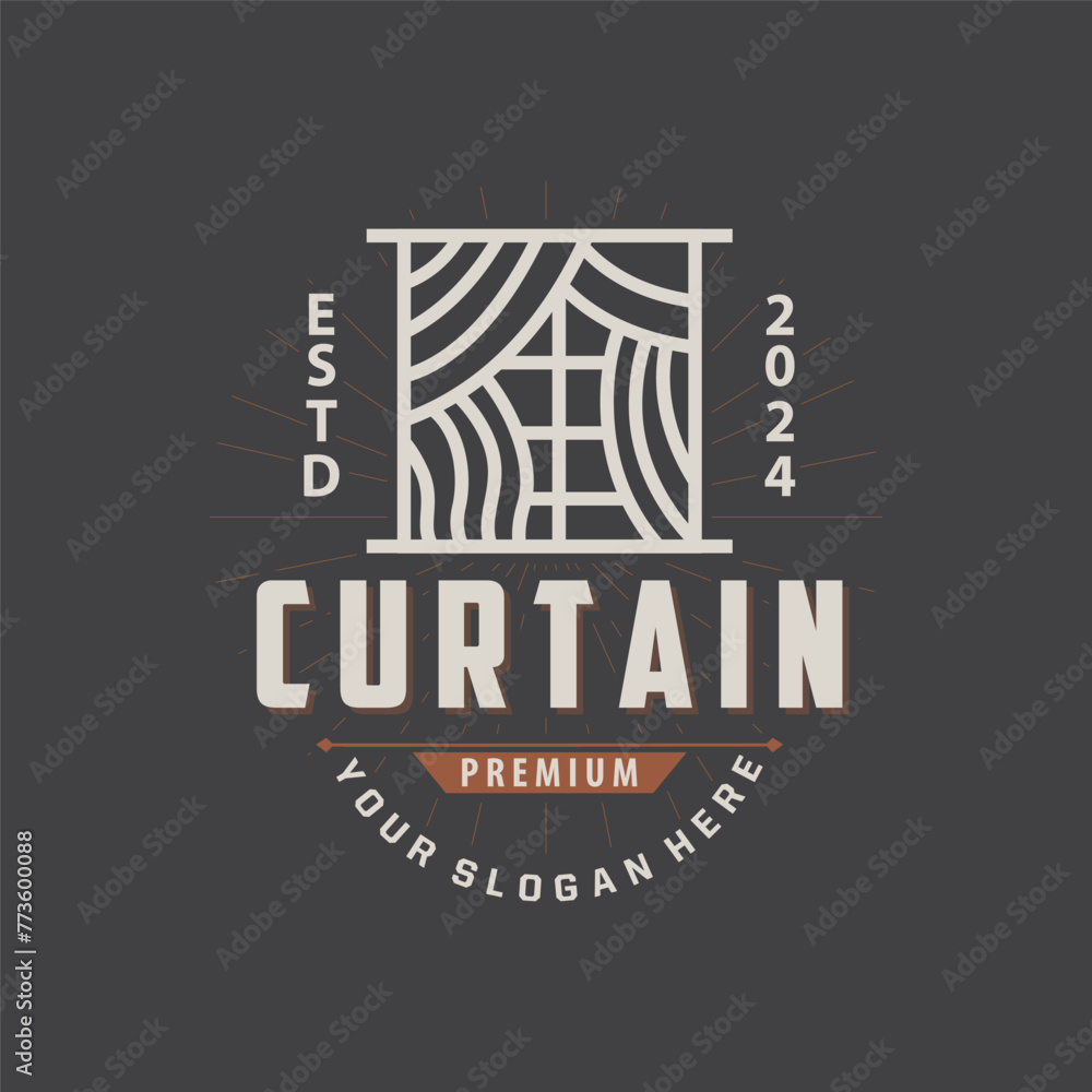 Fototapeta premium Simple Home Decoration Curtain Logo Templet Illustration