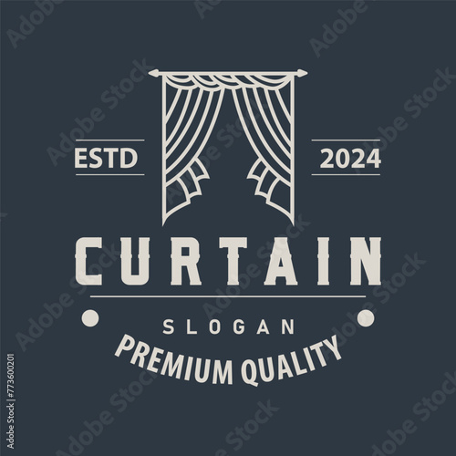 Simple Home Decoration Curtain Logo Templet Illustration
