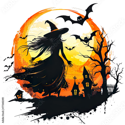 Halloween logo background with pumpkin isolated on transparent background