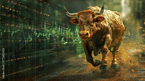 Copper Bull Running in Stock Graphic