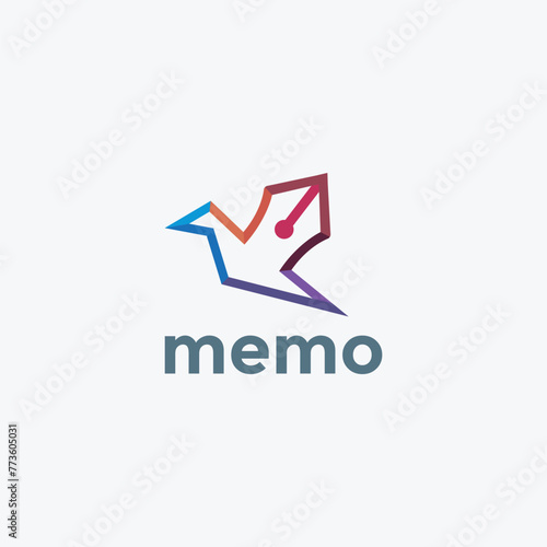 colorful bird pen logo icon vector template on white background Free Download colorful bird pen logo icon vector template on white background - GFXLoad