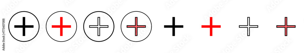 Obraz premium Plus Icon vector illustration. Add plus sign and symbol