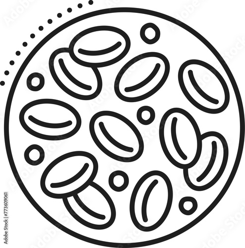 Normal blood test line icon of hematology medicine. Anemia symptom and physical disease vector sign of complete blood count laboratory test with normal number of red cells, hemoglobin concentration