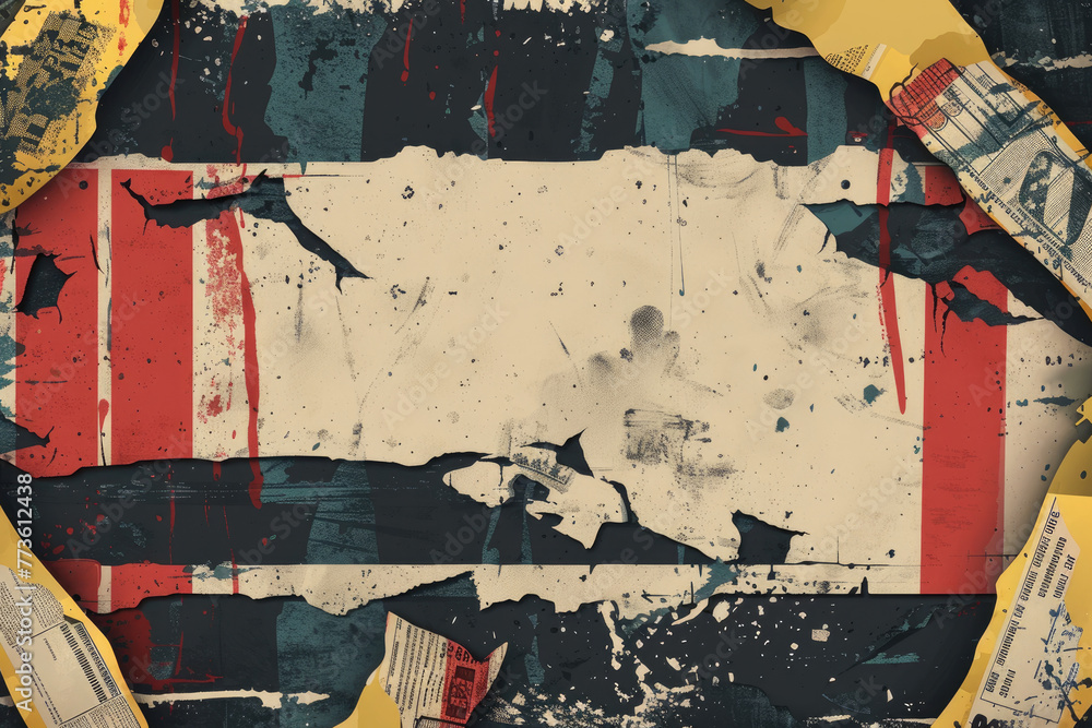 Fototapeta premium Vintage Poster Art with Distressed Texture Grunge Aesthetic