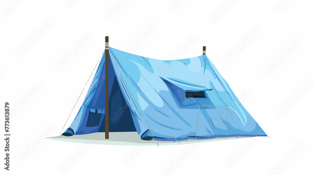 Blue tent on white background illustration flat car