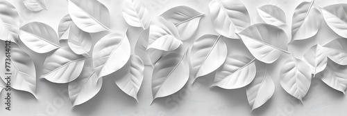 "White Geometric Leaves 3D Tiles Texture Background Banner Panorama"