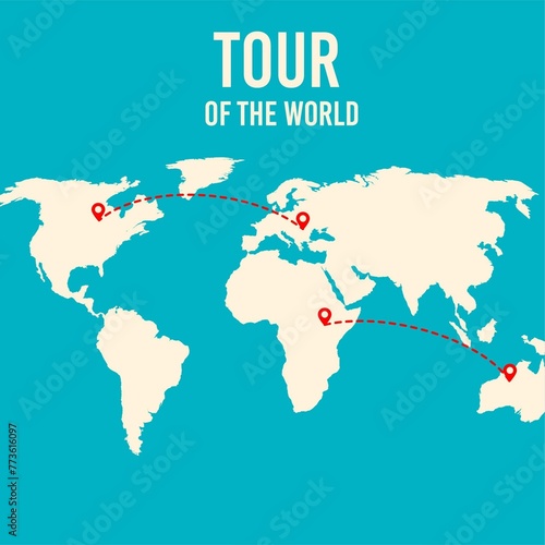 World Map Tour Vector Illustration