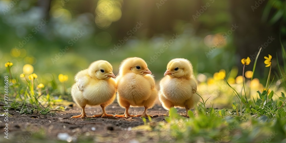 Baby chicks fuzzy and yellow Baby chicks fuzzy and yellow