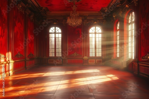 Elegant Red Empty Palace Architecture