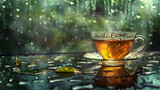 cup of tea in rain , generative ai