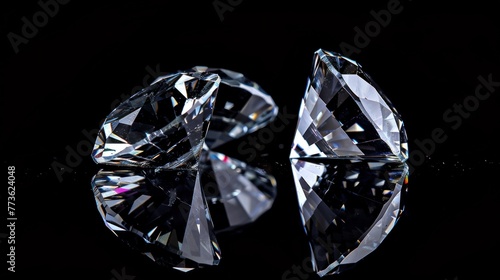 Luxury diamonds and jewelry on the black background