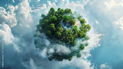 nature preservation the planet is covered with trees clouds 