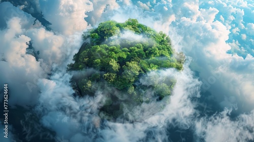 nature preservation the planet is covered with trees clouds  © MOUISITON