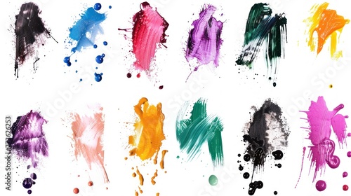 Collection of watercolor brush strokes on a white background.