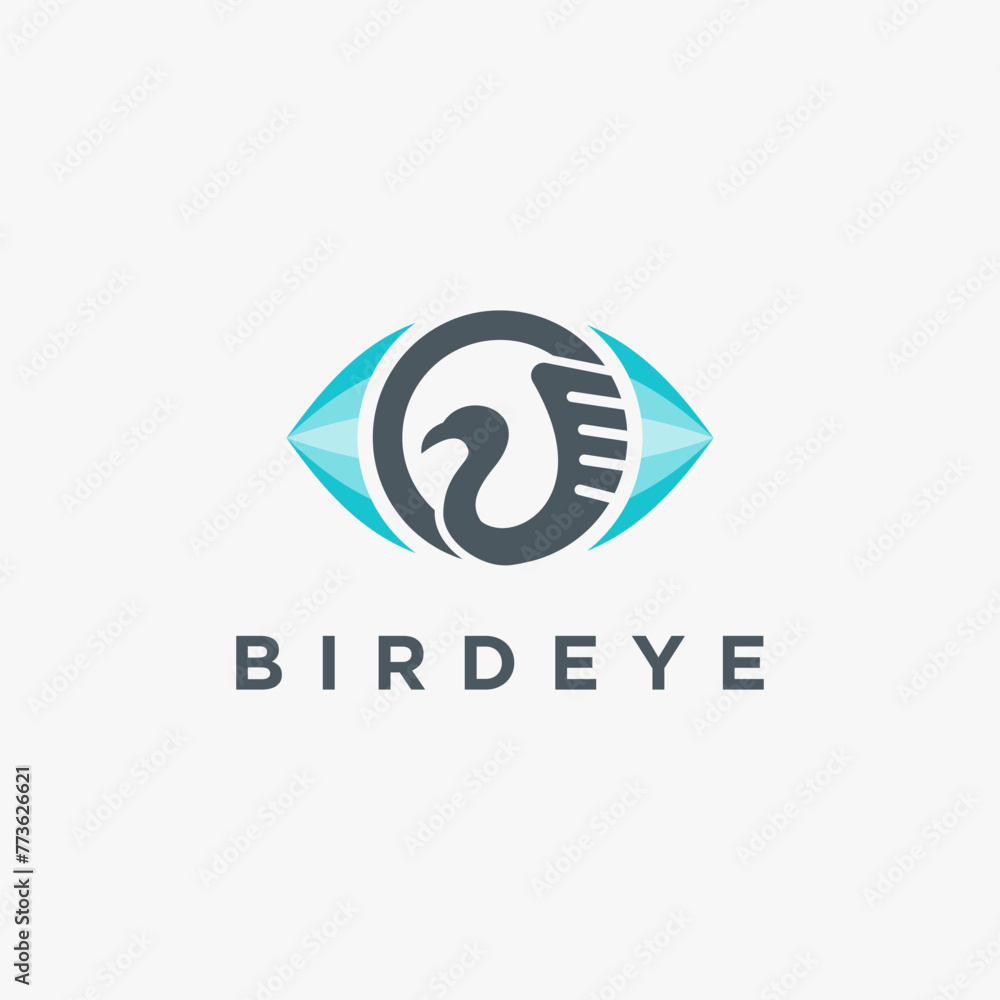 Bird eye vision logo icon vector template on white background