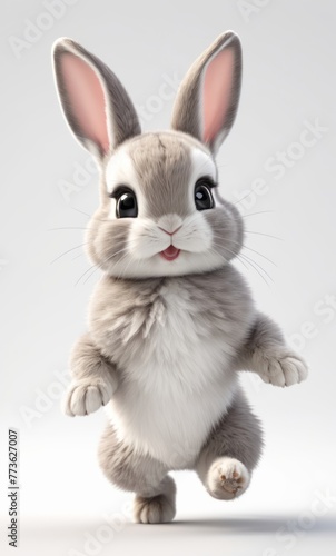  bunny walking pose isolated on white background