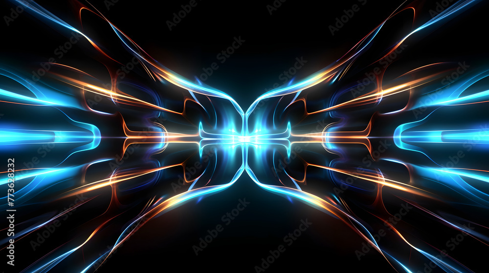 Digital metal glowing neon geometric abstract graphics poster web page PPT background