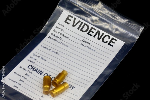 Brass Bullet casings in a evidence bag