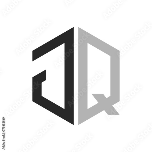 Modern Unique Hexagon Letter JQ Logo Design Template. Elegant initial JQ Letter Logo Concept