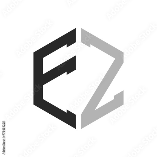 Modern Unique Hexagon Letter EZ Logo Design Template. Elegant initial EZ Letter Logo Concept