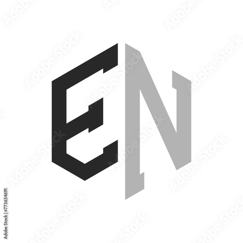 Modern Unique Hexagon Letter EN Logo Design Template. Elegant initial EN Letter Logo Concept