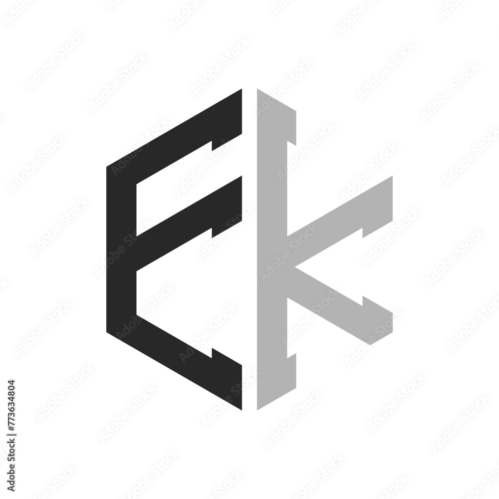 Modern Unique Hexagon Letter EK Logo Design Template. Elegant initial EK Letter Logo Concept Modern Unique Hexagon Letter EK Logo Design Template. Elegant initial EK Letter Logo Concept