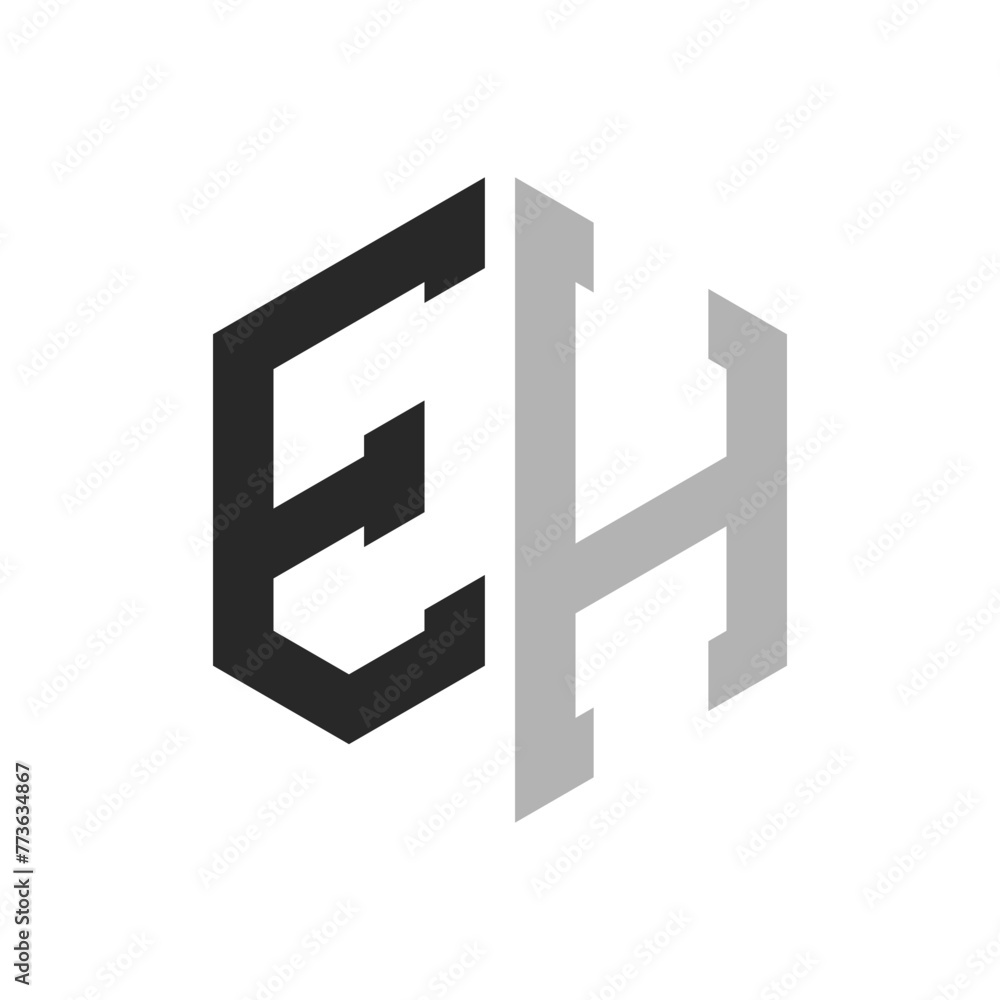 Modern Unique Hexagon Letter EH Logo Design Template. Elegant initial EH Letter Logo Concept
