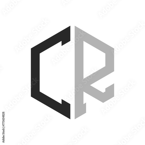 Modern Unique Hexagon Letter CR Logo Design Template. Elegant initial CR Letter Logo Concept