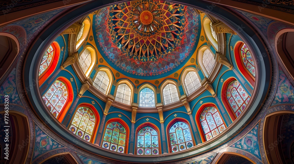 Ornate Mosque Dome Proudly Soaring into the Sky ai image