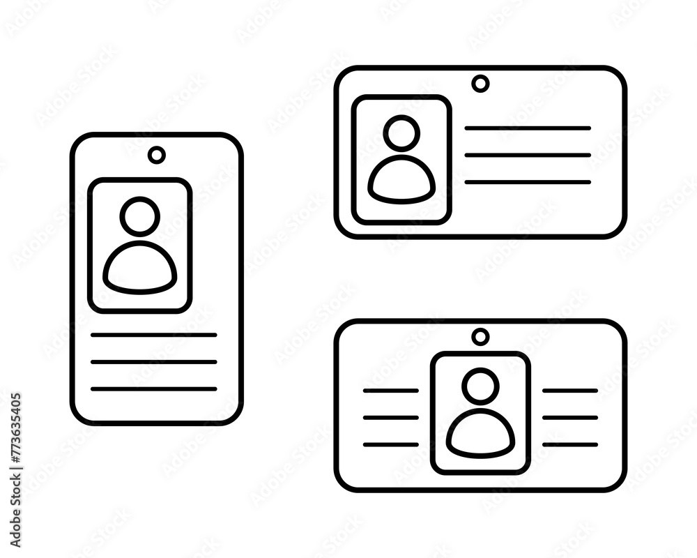 ID personal card pass badge. Identification icon. Vector illustration isolated on background. ID personal card pass badge. Identification icon. Vector illustration isolated on background.