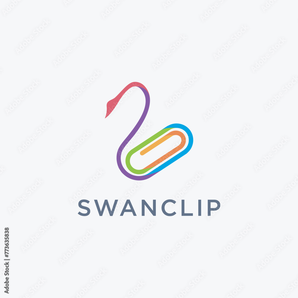 Swan paper clip logo icon vector template on white background, office logo Swan paper clip logo icon vector template on white background, office logo