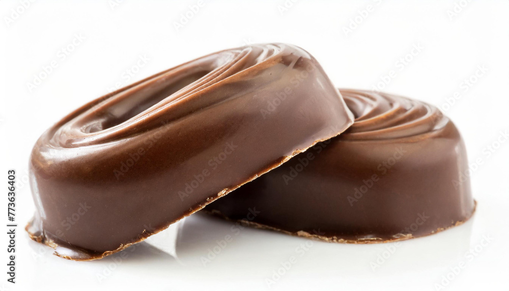 Chocolate candy in a twisted shape isolated on white background Chocolate candy in a twisted shape isolated on white background