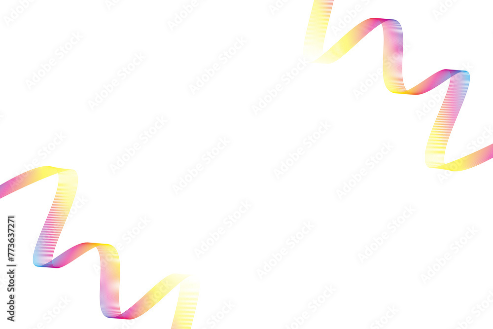 Fototapeta premium たくさんの曲線で構成された波打つリボンのようなグラデーションの背景イラスト