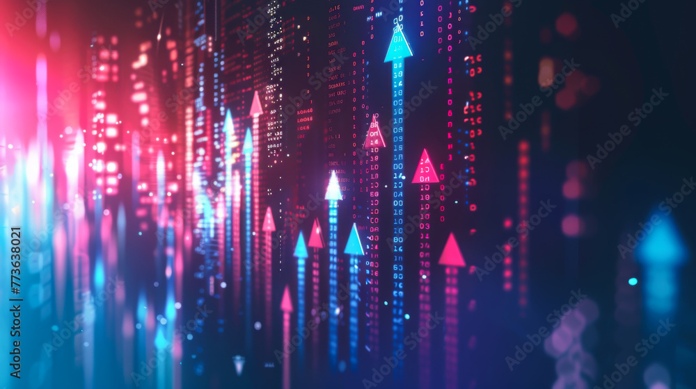 Futuristic raise arrow chart digital transformation abstract technology background. Big data and business growth currency stock and investment economy Futuristic raise arrow chart digital transformation abstract technology background. Big data and business growth currency stock and investment economy