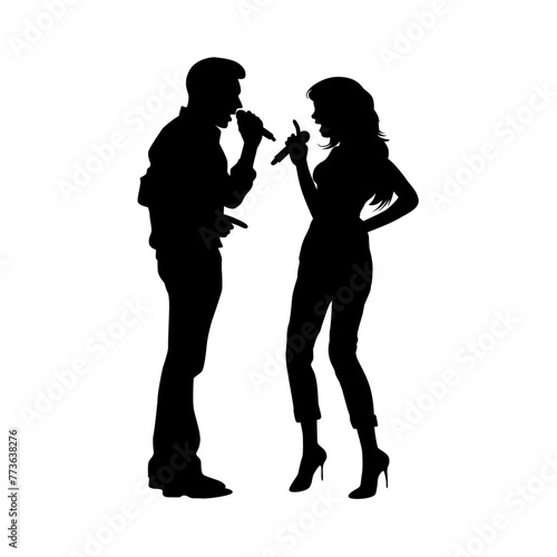Couple singing karaoke and dancing together, funny singing