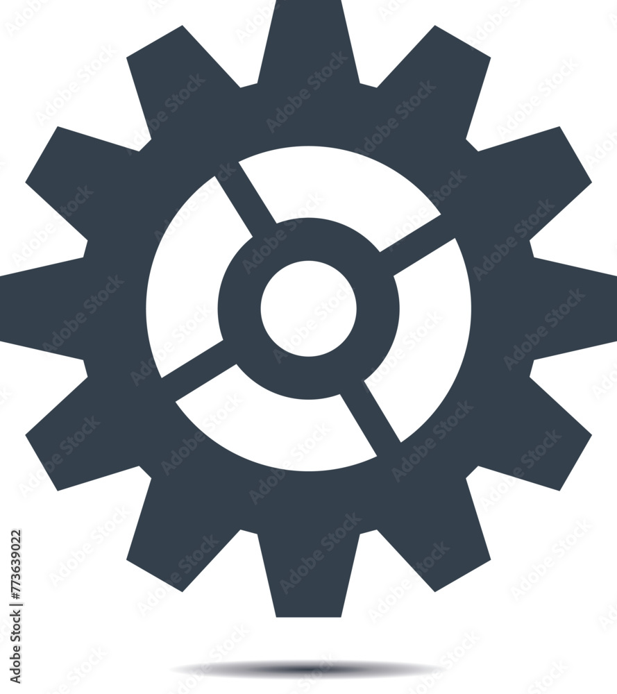 Gear, settings icon on a white background. Gear, settings icon on a white background.