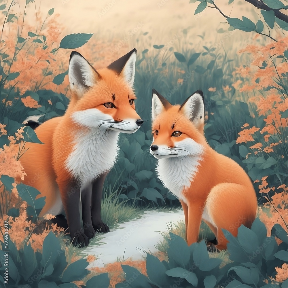Fototapeta premium red fox in the grass