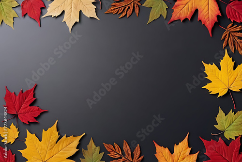 Autumn leaves with copy-space background concept, blank space. Place to adding text blank copy space. Rustic Radiance: Copy-Space Autumn Leaves Background