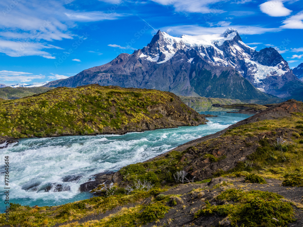 Salto River in Torres del Paine National Park in Chile Patagonia