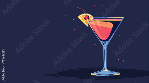 Cocktail glass cup flat cartoon vactor illustration