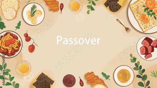 Flat passover illustration with copy space