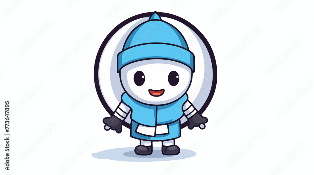 Computer fan mascot character as a ski player  cute