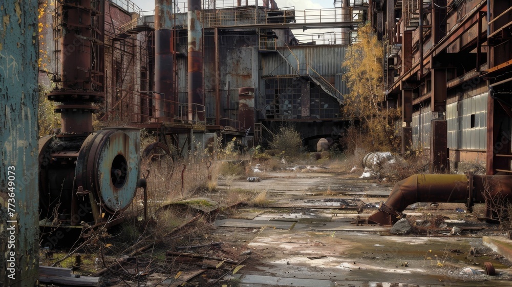 In an abandoned industrial area crumbling structures and rusted machinery serve as haunting reminders of the toxic chemicals that once filled the air and contributed to acid In an abandoned industrial area crumbling structures and rusted machinery serve as haunting reminders of the toxic chemicals that once filled the air and contributed to acid