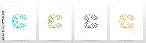 Tree Rings Pattern Letter Initial Logo Design C