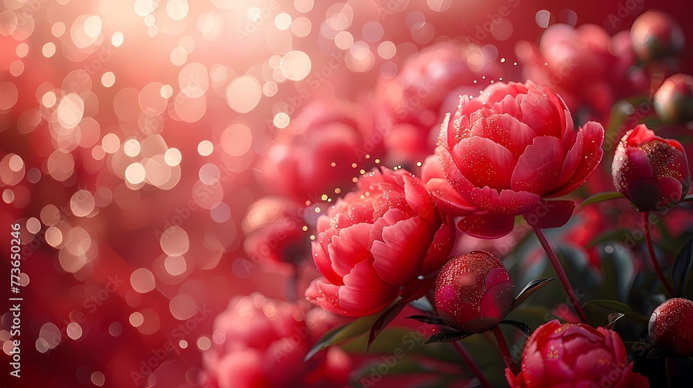 Traditional red gold peony illustration poster background Traditional red gold peony illustration poster background