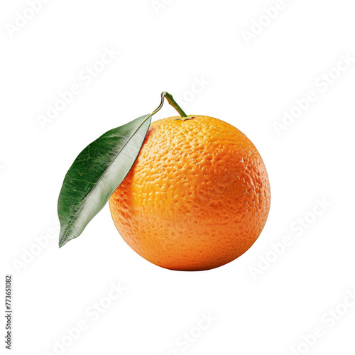solated orange with leaf on white background