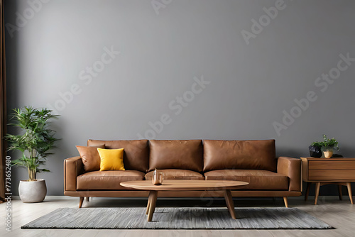 Furniture in copy-space background concept, big blank space. Eco-friendly Elegance: Microstock Images of Sustainable Furniture Options © jmgdigital