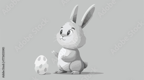 Cute easter bunny celebration holding egg isolated